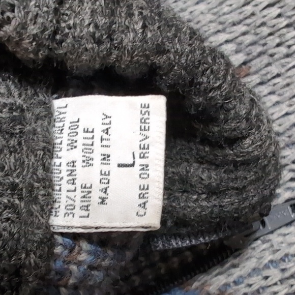 Lazarus Vintage 80's Wool Blend Geometric Full Zip Old Man Sweater Size Large - Picture 3 of 7